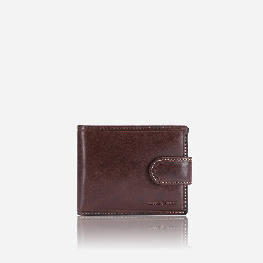 Billfold Wallet With Coin And Tab Closure, Coffee - Jekyll and Hide SA