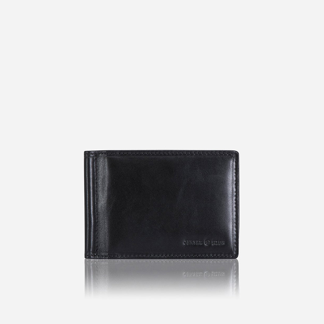 Traditional Oxford Leather Money Clip Wallet, Black
