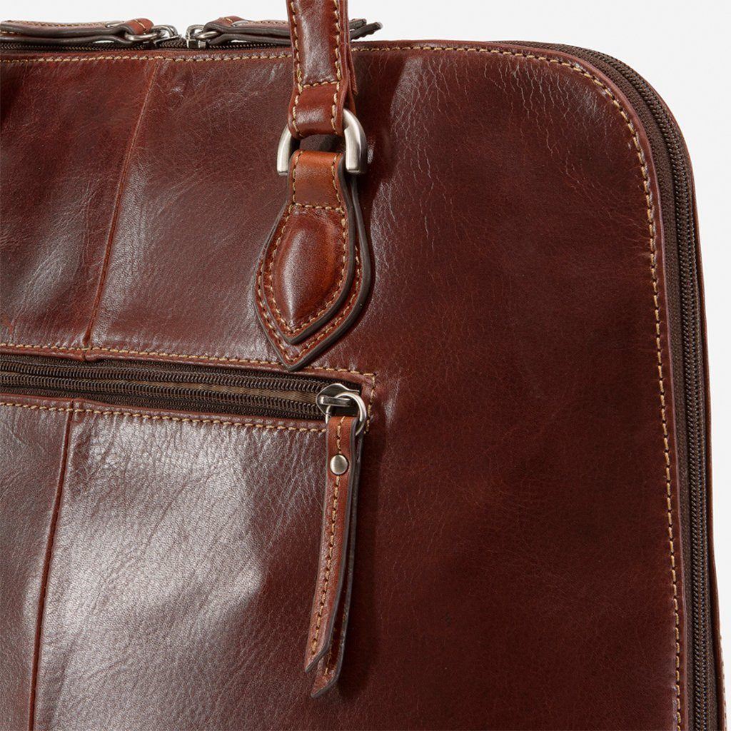 Medium Leather Laptop Handbag, Tobacco - Jekyll and Hide SA