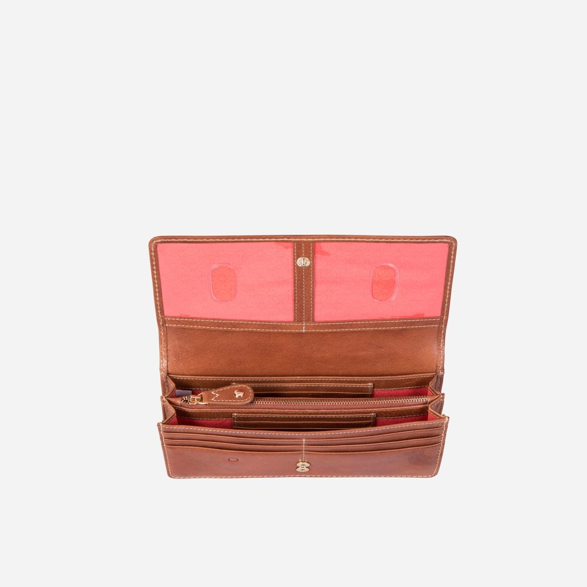 Large Ladies Multi-Compartment Leather Purse, Tan - Jekyll and Hide SA