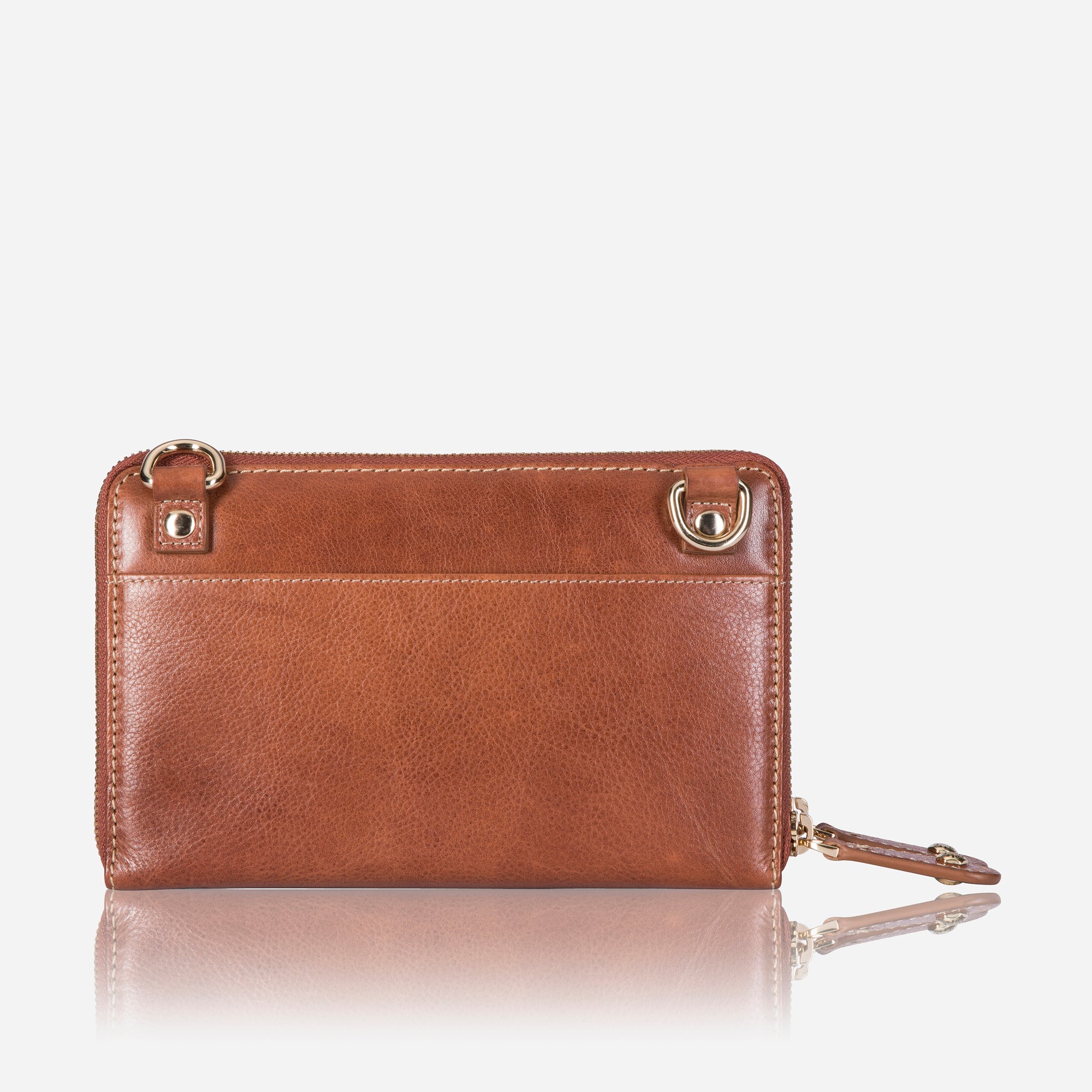 Ladies Large Leather Purse With Detachable Strap, Tan - Jekyll and Hide SA