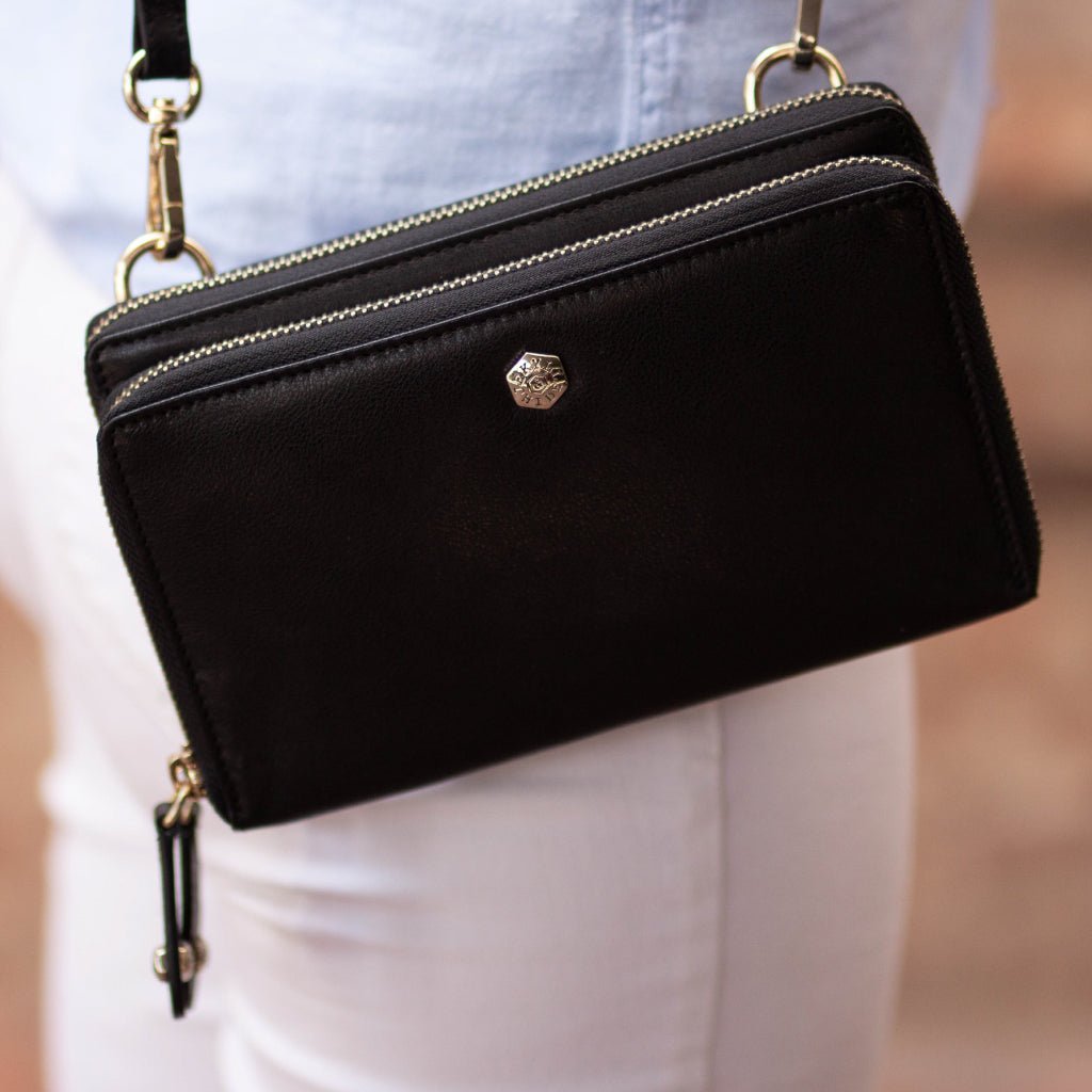 Ladies Purse with Detachable Strap, Black - Jekyll and Hide SA