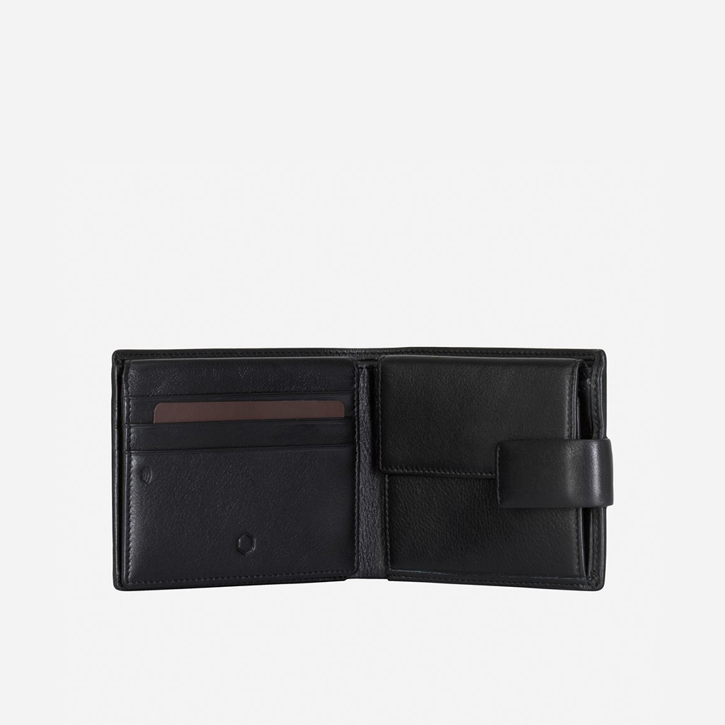 Large Bifold Wallet With Press Stud Closure, Soft Black - Jekyll and Hide SA