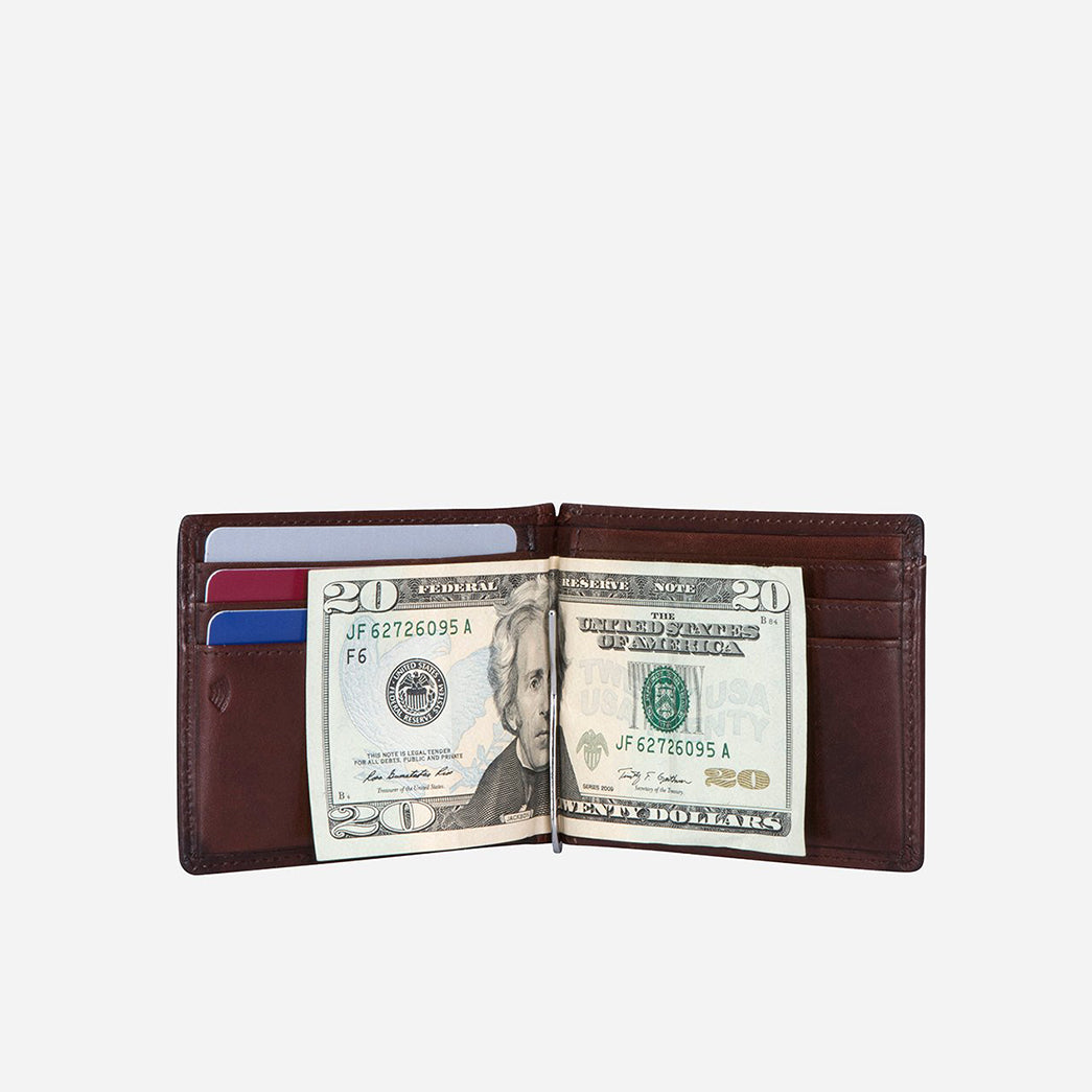 Leather Money Clip Wallet, Coffee